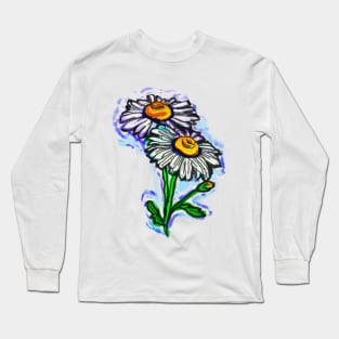 daisy flower art Long Sleeve T-Shirt